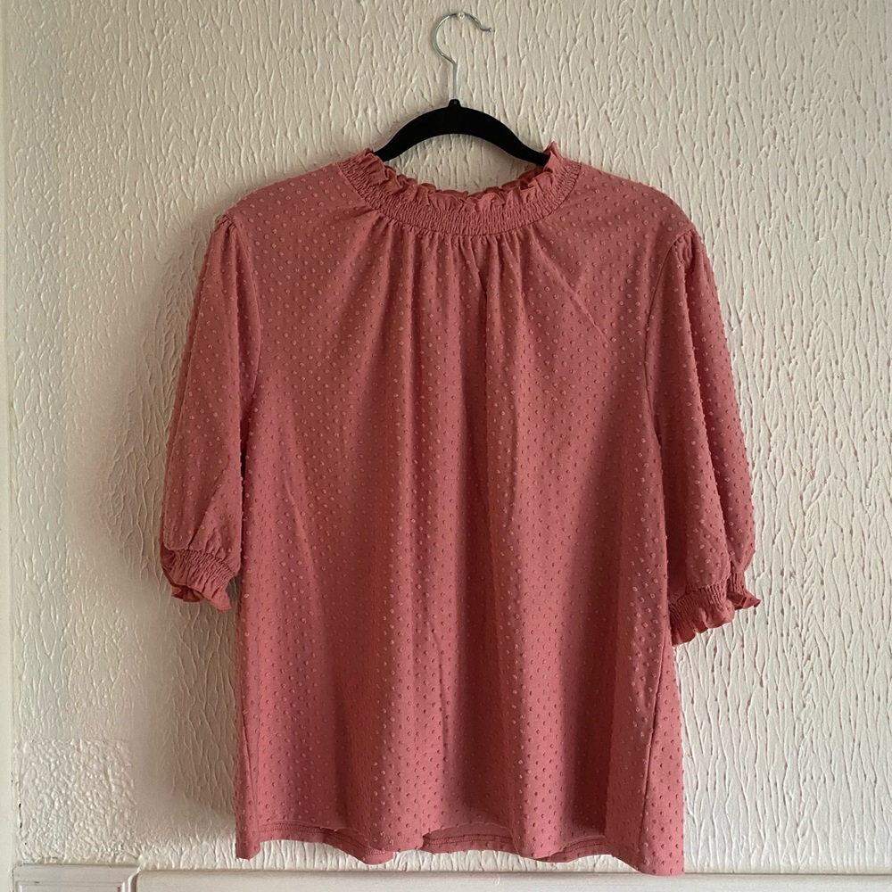 Mauve Polka Dot Ruffle Top